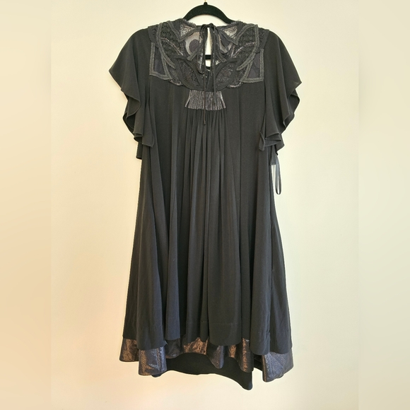 BCBGMAXAZRIA Runway Womens Black Dress Metallic Silk Blend - Picture 2 of 5